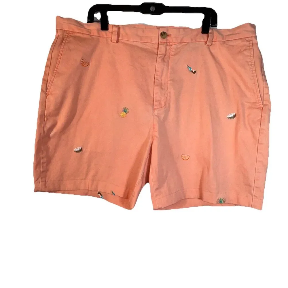 Vineyard Vines Men’s Size‎ 42 Pink Embroidered Tropical Cocktail Chino Shorts